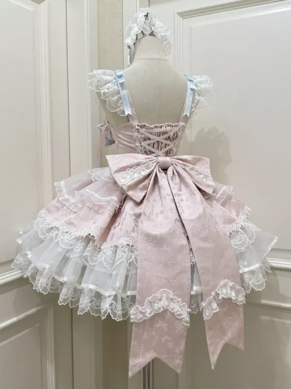 Robe Sweet Lolita avec n艙ud dans le dos et bandage JSK Robe courte Lolita