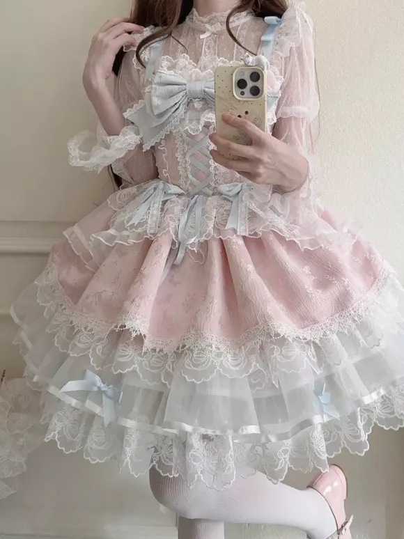 Robe Sweet Lolita avec n艙ud dans le dos et bandage JSK Robe courte Lolita