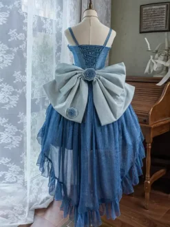 Robe Sweet Lolita avec n艙uds et chaîne de perles sur le côté robe JSK Lolita
