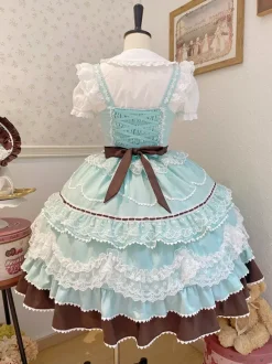 Robe Sweet Lolita bleu clair JSK à n艙uds robe courte Lolita