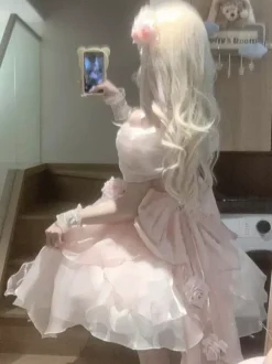 Robe Sweet Lolita en polyester sans manches robe Sweet Lolita Hime Tea Party