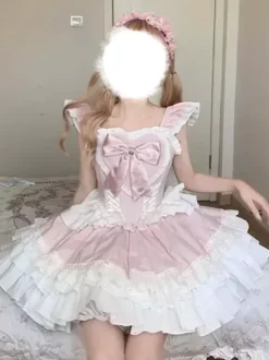Robe Sweet Lolita en polyester sans manches avec n艙ud papillon et pull Sweet Lolita JSK