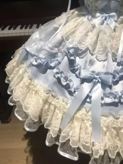 Robe Sweet Lolita en polyester sans manches avec n艙uds et jupe pull rose