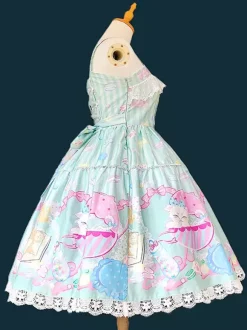 Robe Sweet Lolita sans manches à n艙uds pull robe jaune féerique