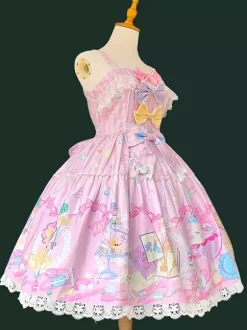 Robe Sweet Lolita sans manches à n艙uds pull robe jaune féerique