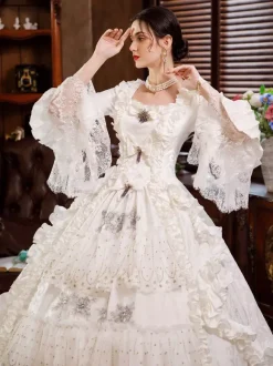 Robe Tudor rétro blanche victorienne rococo pour femmes Bourgogne