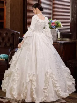 Robe Tudor rétro blanche victorienne rococo pour femmes Bourgogne