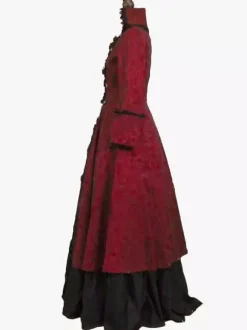 Robe Tudor rétro bordeaux à volants robe à imprimé floral costume tunique rétro pour femme Bourgogne