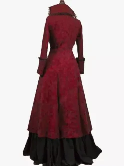 Robe Tudor rétro bordeaux à volants robe à imprimé floral costume tunique rétro pour femme Bourgogne