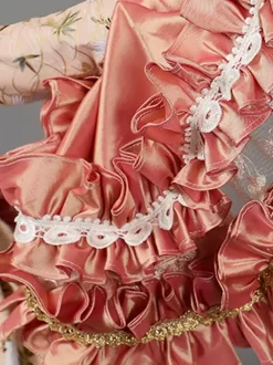Robe victorienne plissée Marie Antoinette Robe à imprimé floral Costumes vintage pour femmes