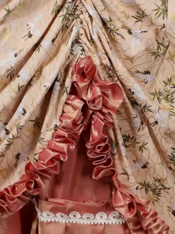 Robe victorienne plissée Marie Antoinette Robe à imprimé floral Costumes vintage pour femmes