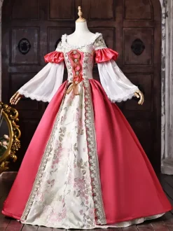 Robe victorienne pour femme épaules dénudées manches longues bordure en dentelle robe de bal vintage
