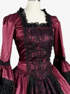 Robe victorienne pour femme bloc de couleur polyester vêtements vintage pour femmes
