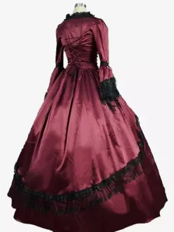 Robe victorienne pour femme bloc de couleur polyester vêtements vintage pour femmes