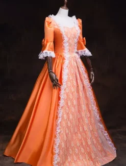 Robe victorienne royale rétro orange Baroque mascarade robes de bal Vintage Costume Déguisements Halloween