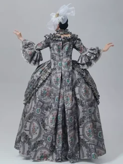 Robe victorienne vintage à manches longues trompette et bordure en dentelle