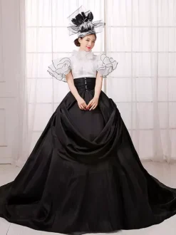 Robe Vintage Costume victorien Ball Opéra robe noire costumes rétro femmes Halloween