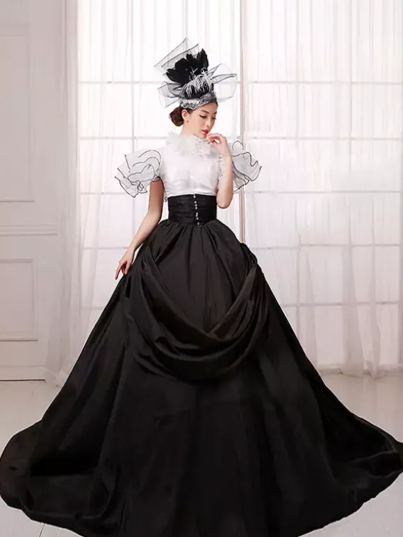 Robe Vintage Costume victorien Ball Opéra robe noire costumes rétro femmes Halloween