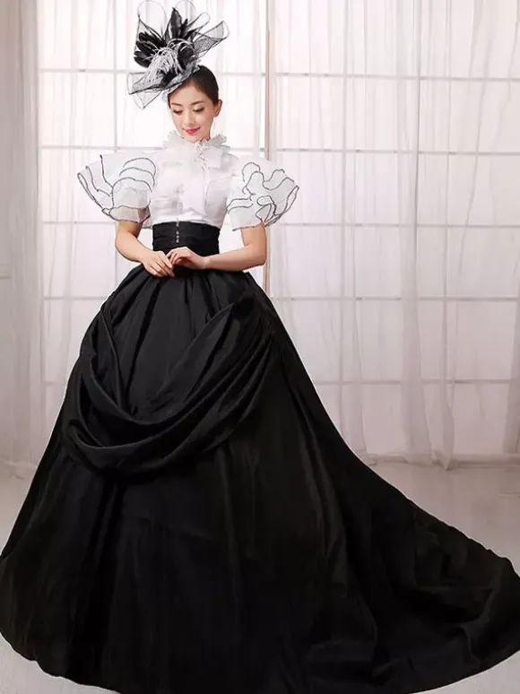 Robe Vintage Costume victorien Ball Opéra robe noire costumes rétro femmes Halloween