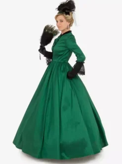 Robe Vintage Costumes Rétro Verts Robe Tunique Dentelle Femme Royal Marie Antoinette 18ème Siècle Déguisement Médiéval
