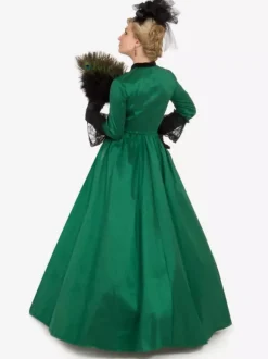 Robe Vintage Costumes Rétro Verts Robe Tunique Dentelle Femme Royal Marie Antoinette 18ème Siècle Déguisement Médiéval