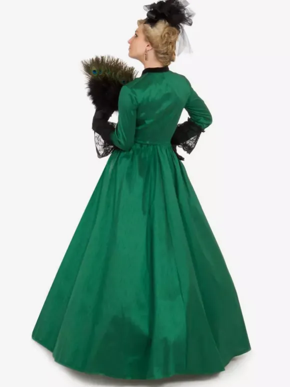 Robe Vintage Costumes Rétro Verts Robe Tunique Dentelle Femme Royal Marie Antoinette 18ème Siècle Déguisement Médiéval