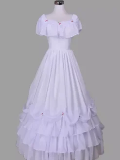 Robe Vintage Costumes Rétro Blancs Robe À Volants Tunique Rétro Femme Marie Antoinette 18ème Siècle Déguisement Médiéval