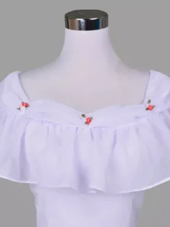 Robe Vintage Costumes Rétro Blancs Robe À Volants Tunique Rétro Femme Marie Antoinette 18ème Siècle Déguisement Médiéval