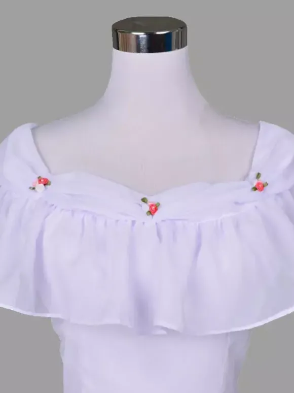Robe Vintage Costumes Rétro Blancs Robe À Volants Tunique Rétro Femme Marie Antoinette 18ème Siècle Déguisement Médiéval