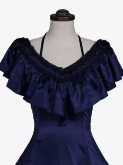 Robe Vintage Costumes rétro vert foncé volants Marie Antoinette robe tunique rétro femme 18ème siècle Déguisement Médiéval