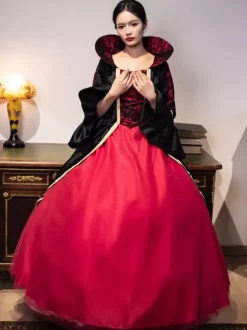 Robe Vintage Costumes Rétro Bordeaux Robe Tunique En Dentelle Pour Femmes Royal Marie Antoinette Robe De Bal De Mascarade Déguisement Médiéval Bourgogne