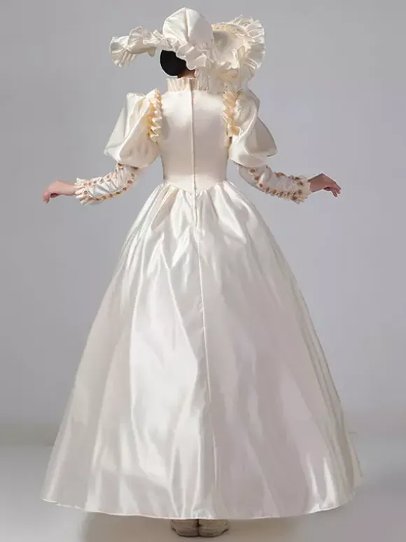Robe Vintage Costumes Rétro À Volants Robe Marie Antoinette Tunique Royale Pour Femmes Déguisement Médiéval