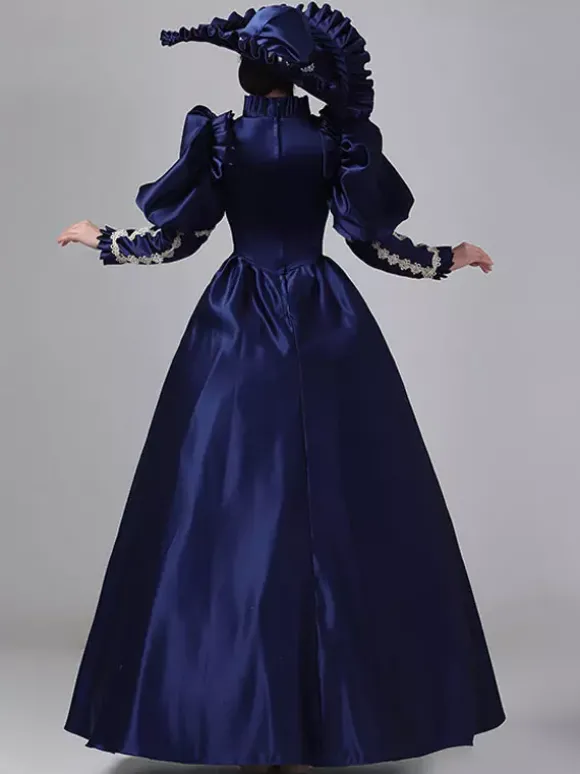 Robe Vintage Costumes Rétro À Volants Robe Marie Antoinette Tunique Royale Pour Femmes Déguisement Médiéval