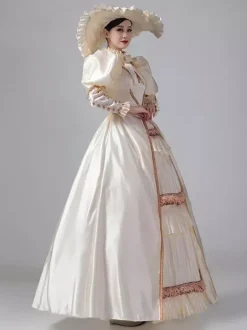 Robe Vintage Costumes Rétro À Volants Robe Marie Antoinette Tunique Royale Pour Femmes Déguisement Médiéval