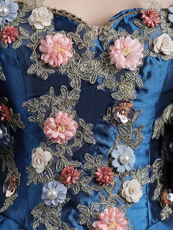 Robe vintage jaune en dentelle et polyester chapeau en dentelle costume victorien pour femme du XVIIIe siècle