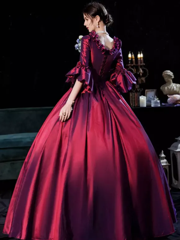 Robe vintage Opéra Costumes rétro robe femme rouge Euro-Style Marie Antoinette Costume 18ème siècle Costume Bourgogne
