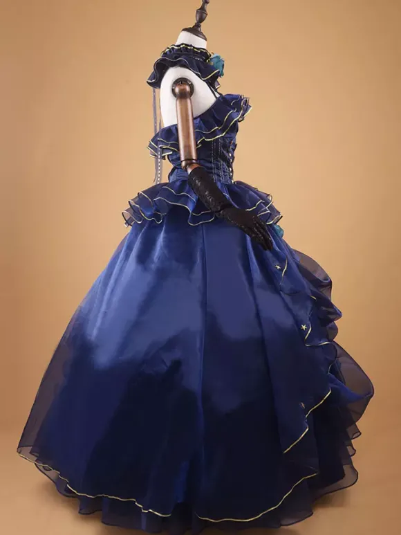 Robe Vintage Opéra Costume Rétro Bleu Marine Foncé Robe De Bal À Volants Vintage Halloween