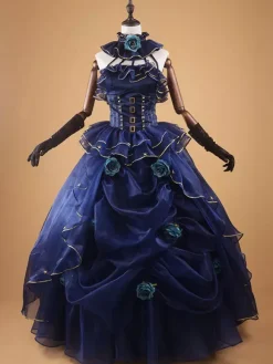 Robe Vintage Opéra Costume Rétro Bleu Marine Foncé Robe De Bal À Volants Vintage Halloween