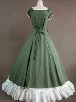 Robe Vintage Opéra médiévale Costume Rococo Marie Antoinette manches courtes vert Déguisements Halloween