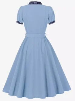 Robe vintage pour femme style années 1950 robe trapèze à pois col et n艙ud papillon robe midi idéale pour un tea party.