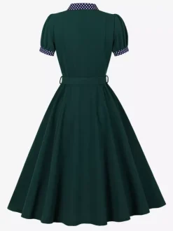 Robe vintage pour femme style années 1950 robe trapèze à pois col et n艙ud papillon robe midi idéale pour un tea party.