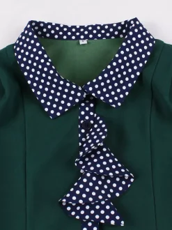 Robe vintage pour femme style années 1950 robe trapèze à pois col et n艙ud papillon robe midi idéale pour un tea party.