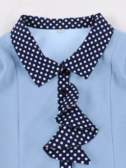 Robe vintage pour femme style années 1950 robe trapèze à pois col et n艙ud papillon robe midi idéale pour un tea party.