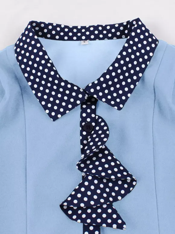 Robe vintage pour femme style années 1950 robe trapèze à pois col et n艙ud papillon robe midi idéale pour un tea party.
