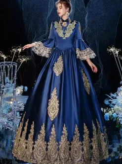 Robe Vintage Rococo Victorien Rétro Costume Opéra Dentelle Coton Cosplay Déguisement Carnaval