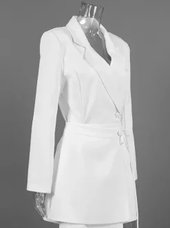 Robe blazer élégante pour femme mini-robe - Ceinture cache-c艙ur col cranté coupe ajustée - Collection printemps-été 2026
