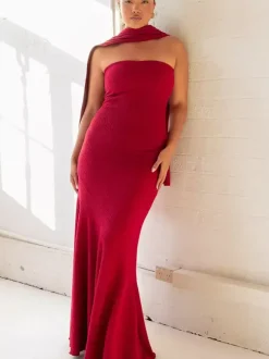 Robe bustier minimaliste à col foulard pour femme - Élégante robe sirène maxi - Soirée de gala formelle de printemps 2026