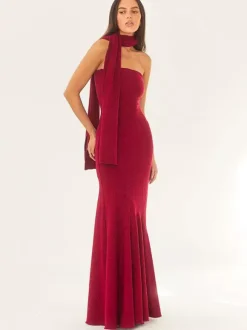 Robe bustier minimaliste à col foulard pour femme - Élégante robe sirène maxi - Soirée de gala formelle de printemps 2026