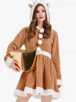 Robe À Capuche Noël Kaki Déguisement Enfant Costumes De Vacances De Noël