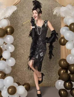 Robe Charleston Robe Année 20 Costume Vintage Robe Rétro Robe Great Gatsby Déguisements Halloween Bourgogne